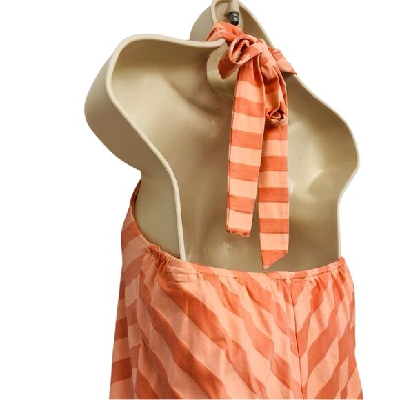 Ella Moss Orange Peach Creamsicle Chevron Stripe Halter Top Retro and Playful - Picture 4 of 16